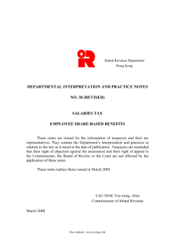 Employee Share-based Benefits - Inland Revenue Department 稅務局