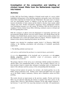 Investigation of the composition and labelling of chicken breast fillets