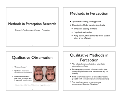 Methods in Perception Qualitative Observation Qualitative Methods