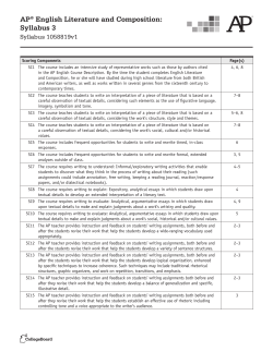 AP&reg; English Literature and Composition: Syllabus 3