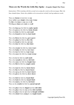 Simple Past Tense Poem-Worksheet Key - QualityTime-ESL