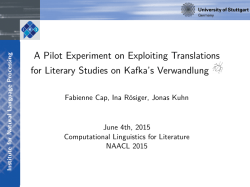 A Pilot Experiment on Exploiting Translations for Literary Studies on