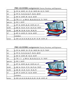 PRE-ALGEBRA assignments Factors, Fractions, and Exponents 4.1