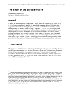 The onset of the prosodic word - University of California, Santa Cruz