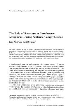 The role of structure in coreference assignment during sentence