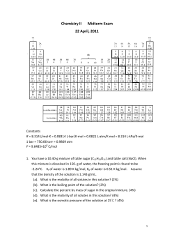 Chemistry II Midterm Exam 22 April, 2011