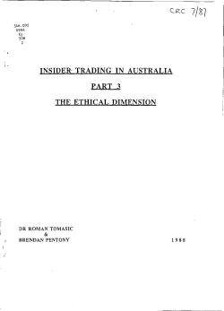Insider Trading in Australia: Part 3 The Ethical Dimension