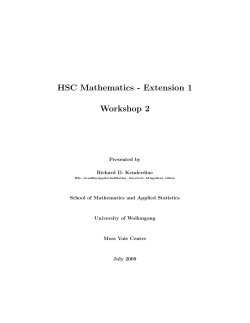 HSC Mathematics - Extension 1 Workshop 2