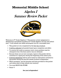 Algebra I Summer Review Packet - Point Pleasant Borough Schools