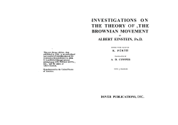 Investigations on the theory of the Brownian movement