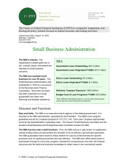 SBA Summary - Center on Federal Financial Institutions