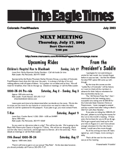 From the President`s Saddle Upcoming Rides