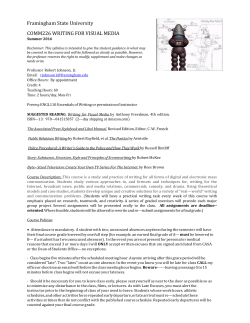 Framingham State University COMM226 WRITING FOR VISUAL