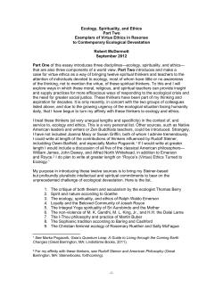 Ecology, Spirituality, and Ethics, Part 2
