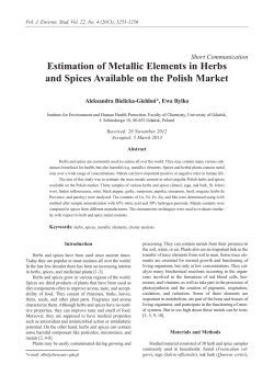 Estimation of Metallic Elements in Herbs and Spices Available on