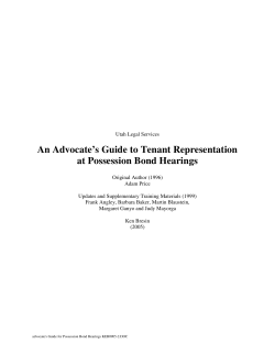 An Advocate`s Guide to Tenant Representation at Possession Bond