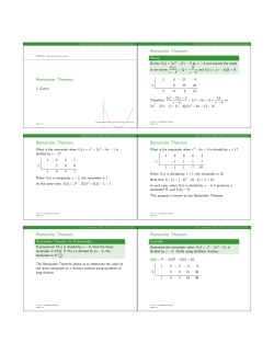 Remainder Theorem Remainder Theorem