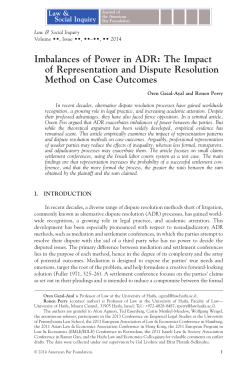 Imbalances of Power in ADR: The Impact of Representation and