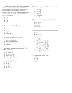 Math 2 Final Exam Review Unit 1 sp2015