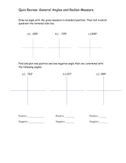 Quiz Review General Angles and Radian Measure