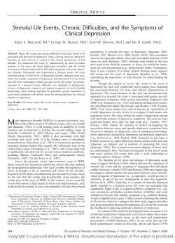 Stressful Life Events, Chronic Difficulties, And The