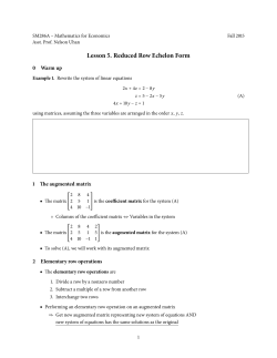 Lesson . Reduced Row Echelon Form