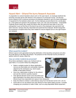 Hazard Alert – Ethanol fire burns Research Associate