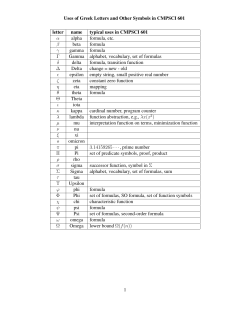 Uses of Greek Letters and Other Symbols in CMPSCI 601 letter