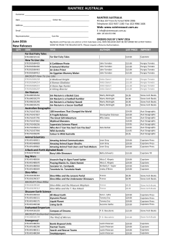June Order Form - Raintree Australia