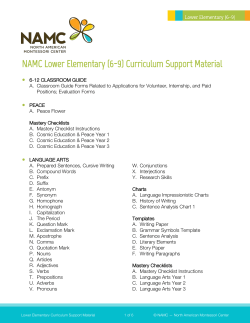 NAMC LE CSM Index - North American Montessori Center