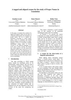 A tagged and aligned corpus for the study of Proper Names in