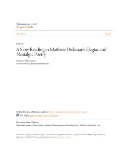 A Slow Reading in Matthew Dickman`s Elegiac and