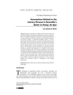 Assumptions Related to the Literary Persona in Demetillo`s