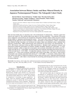 Association between Dietary Intake and Bone Mineral Density in