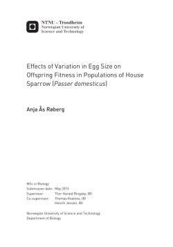 Effects of Variation in Egg Size on Offspring Fitness in Populations of