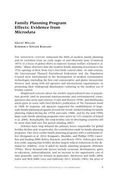 Family Planning Program Effects: Evidence from Microdata