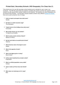 Printed Quiz | Secondary Schools | KS3