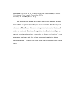 JOSEPHSON, ADAM K., M.M. tracing a certain slant of light: Forming