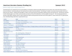 American Literature Summer Reading List Summer 2013