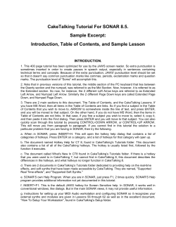 CakeTalking Tutorial For SONAR 8.5. Sample Excerpt