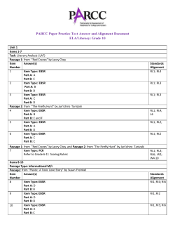 PARCC Paper Practice Test Answer and Alignment Document ELA