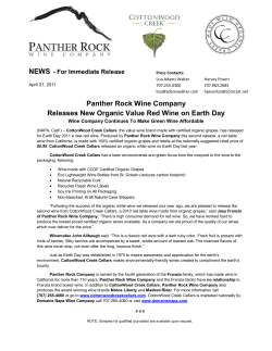 Panther Rock Wine Company Releases New Organic Value Red