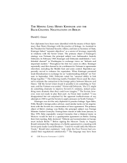 The Missing Link: Henry Kissinger and the Back