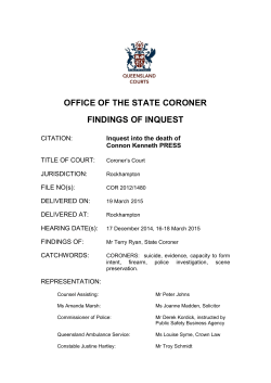 Coronial findings - Connon Kenneth Press