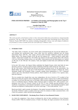 INDIA BUSINESS PRIMER &ndash; An Outline of Economics a nd