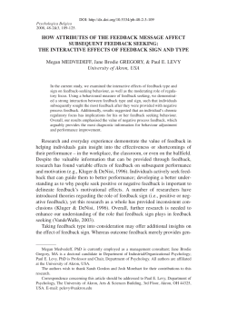 HOW ATTRIBUTES OF THE FEEDBACK MESSAGE AFFECT