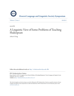 A Linguistic View of Some Problems of Teaching Shakespeare