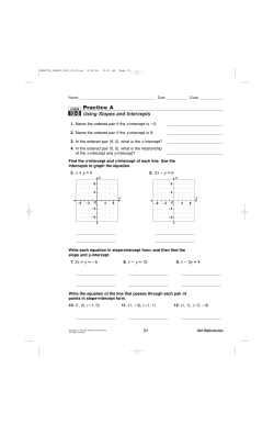 Math Connections Slope and Intercept Practice A