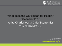 Nuffield Trust: What does the CSR mean for Health?