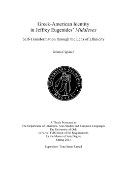 Greek-American Identity in Jeffrey Eugenides` Middlesex